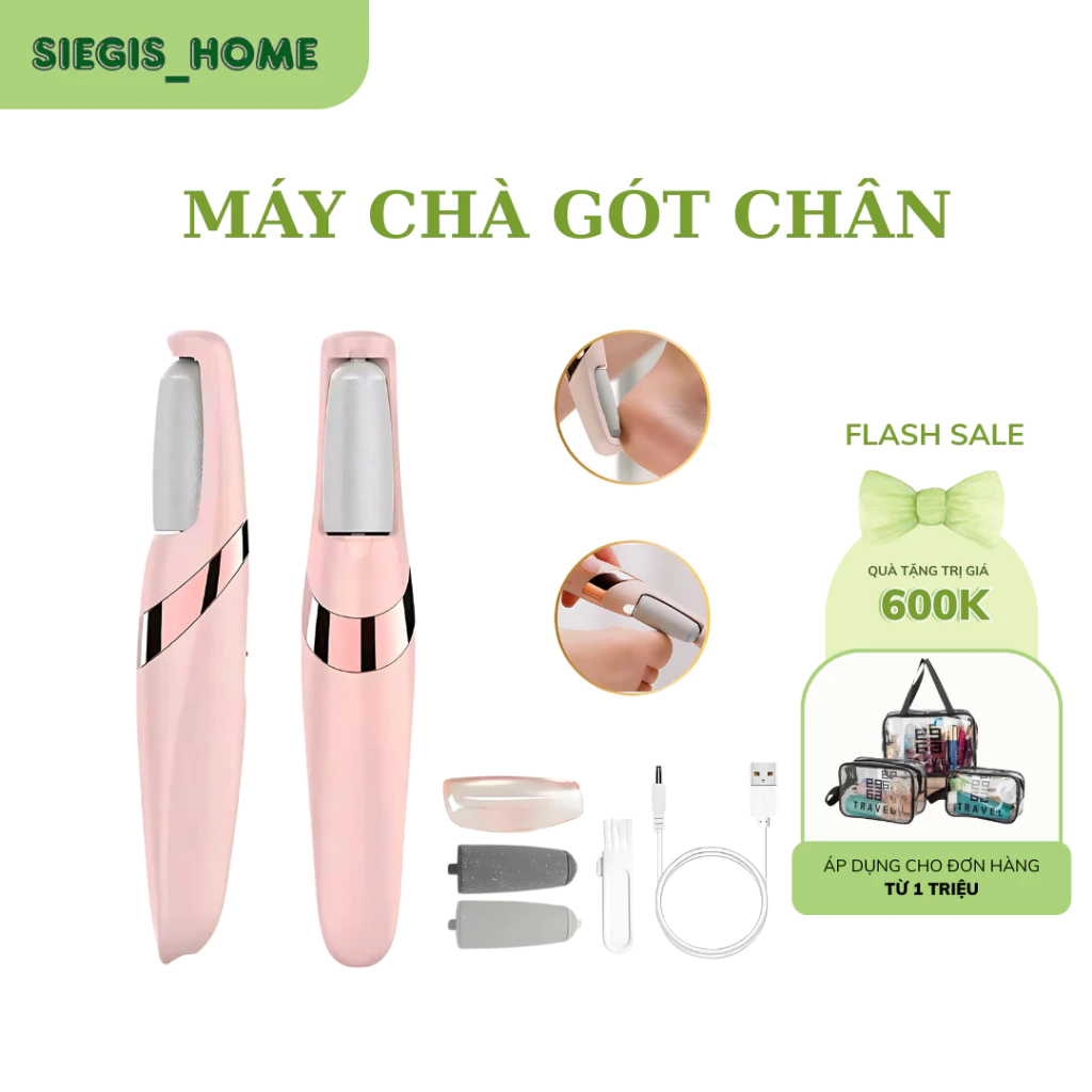 Máy chà gót chân loại bỏ vết chai tẩy tế bào chết kèm dây sạc hiệu quả tại nhà - Máy mài gót chân tặng kèm mài thay thế