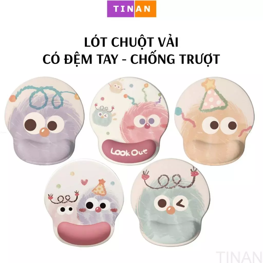 Lót Chuột VẢI Có ĐỆM CỔ TAY HÌNH THỎ/ HÌNH CON VẬT Dễ Thương, Đế Chống Trượt, Mouse Pad Mềm Dàyy