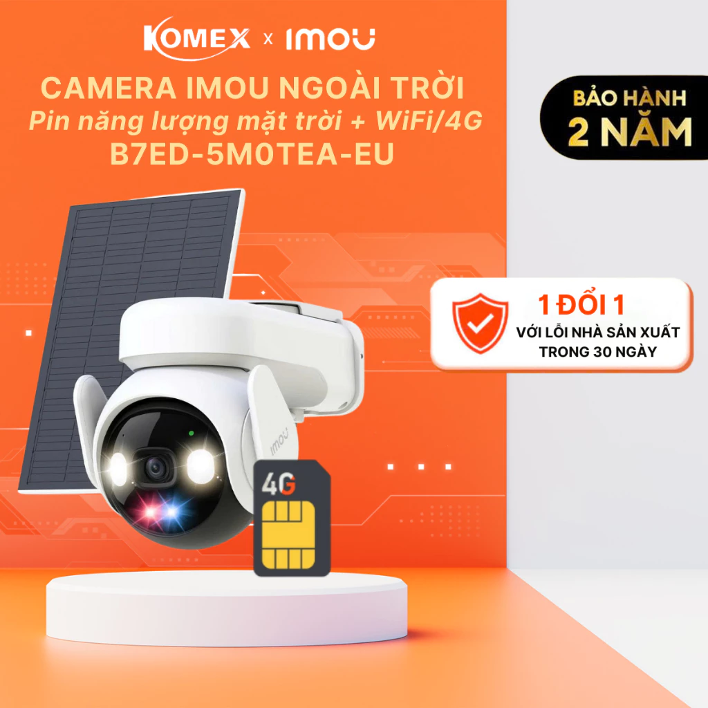 Camera IMOU không dây AOV PT B7ED 5MP 3K pin năng lượng mặt trời kết nối wifi/ sim 4G