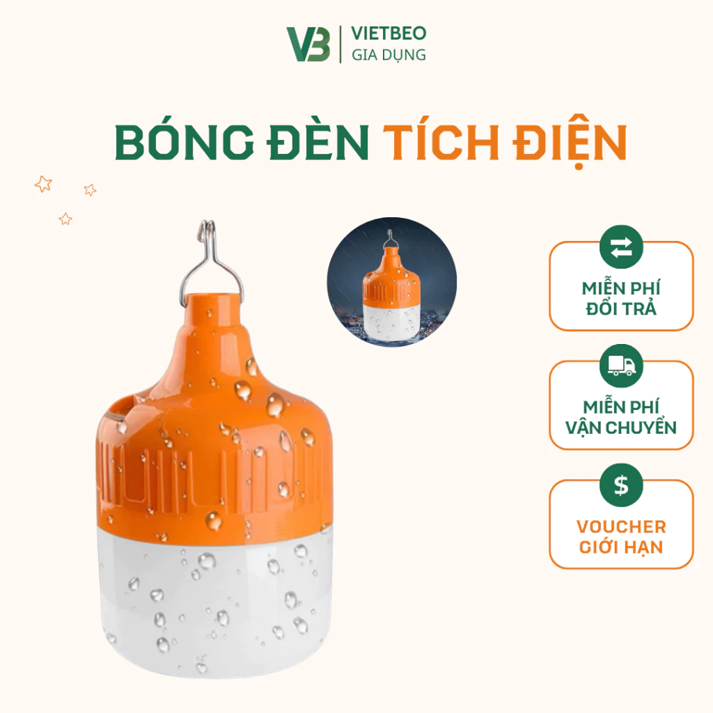 Đèn tích điện đa năng DIDOOGLT - Bóng Đèn Tích Điện Sạc USB Công Suất 100W Chống Nước Tiện Lợi