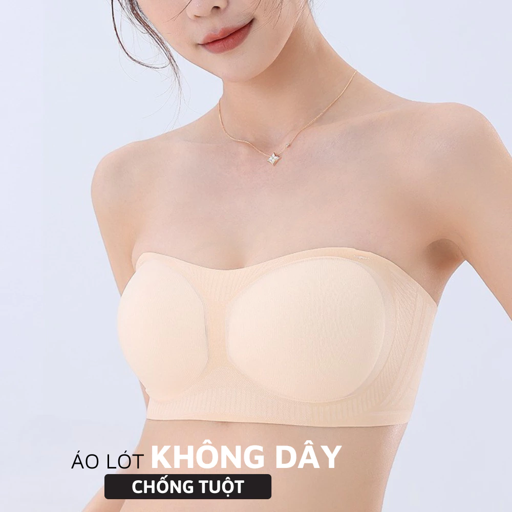 Áo Lót Nữ (loại 1) Không Dây Chất Su Mềm Mại Không Viền Không Gọng Có Mút Đệm Giúp Nâng V1 Tự Nhiên 2160