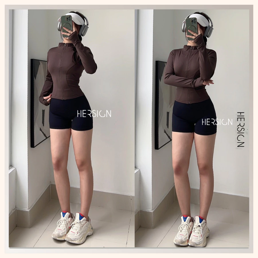 HERSIGN Áo khoác thể thao dài tay Áo tập gym Áo khoác dã ngoại Chạy bộ Đạp xe-AO26A BST HERSIGN OPEN AIR