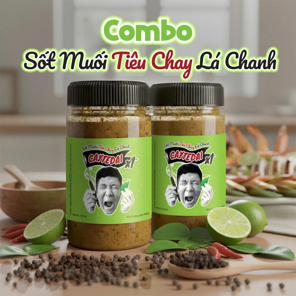 [COMBO 2 Hũ] Sốt Muối Tiêu Chay Lá Chanh CayTeDai hũ 450g - Chấm Các Món Luộc, Chay Mặn Healthy