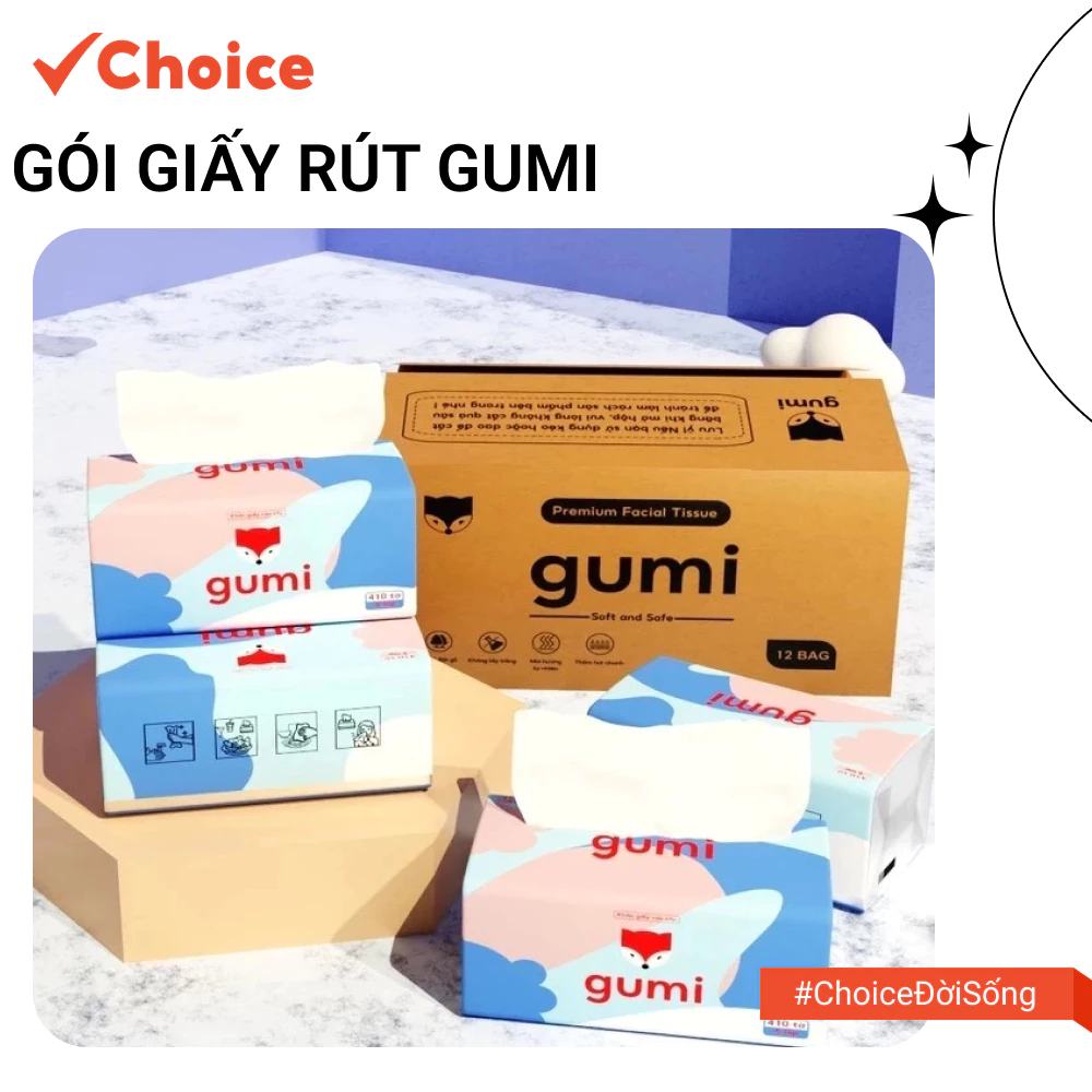 [Choice] 1 Gói Giấy Rút Gumi GM07 Bản To 5 Lớp Tiện Lợi, Dai, Mềm Mịn