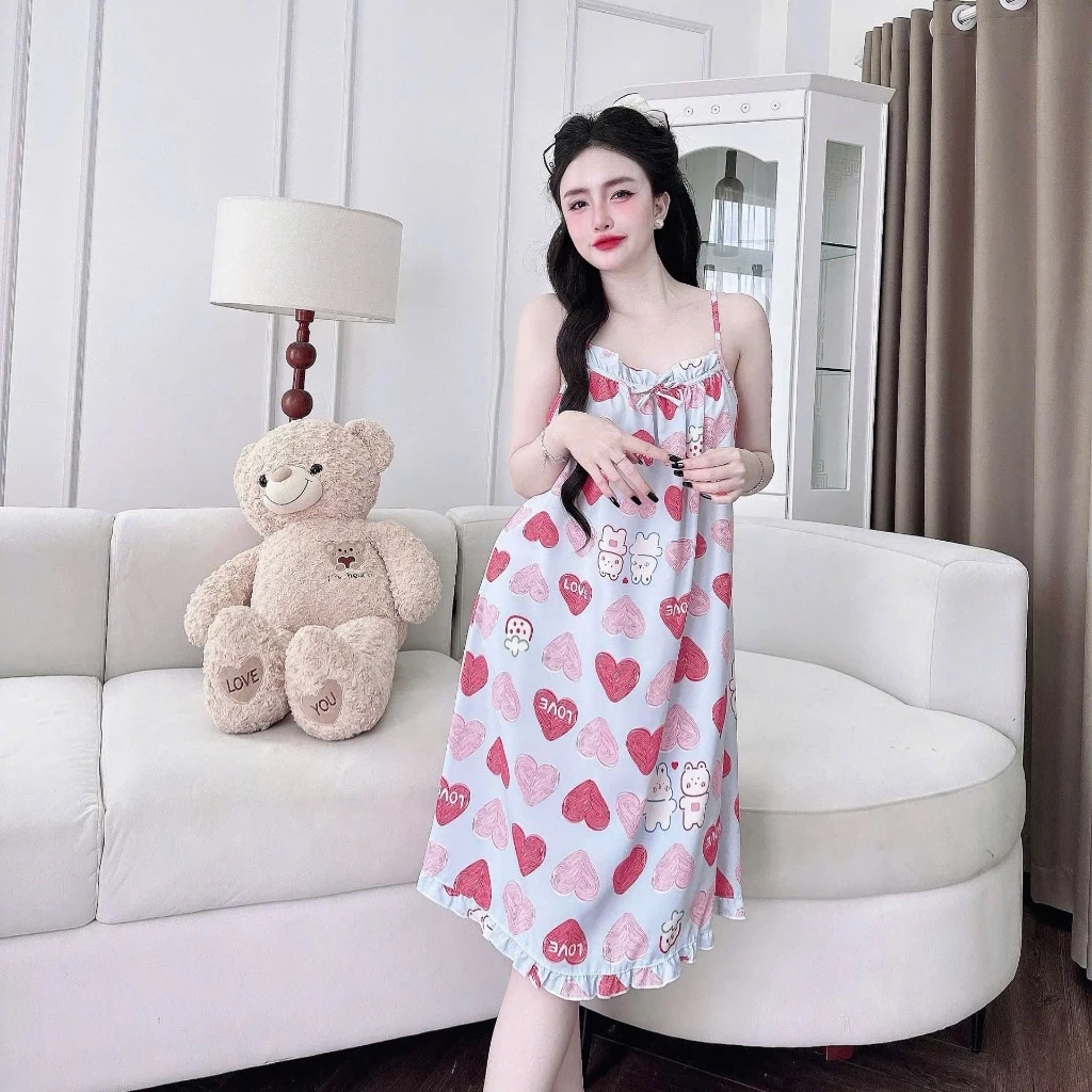 N1-3 [40-60kg]  Đồ Bộ Mặc Nhà, Pijama 2 Dây, Váy ngủ hai dây chất lụa 100D thoáng mát, mềm mịn, kiểu dáng dễ thương-BALI