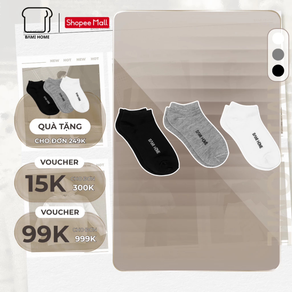 Tất cổ ngắn PE kháng khuẩn - thương hiệu BAMI HOME T01