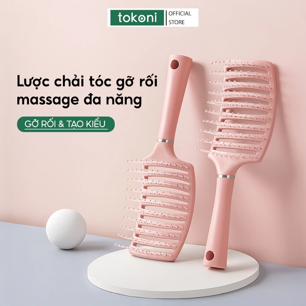 Lược Chải Tóc Gỡ Rối Massage Da Đầu Đa Năng JYoohome Lược Bán Nguyệt Tạo Kiểu Tóc Tiện Lợi