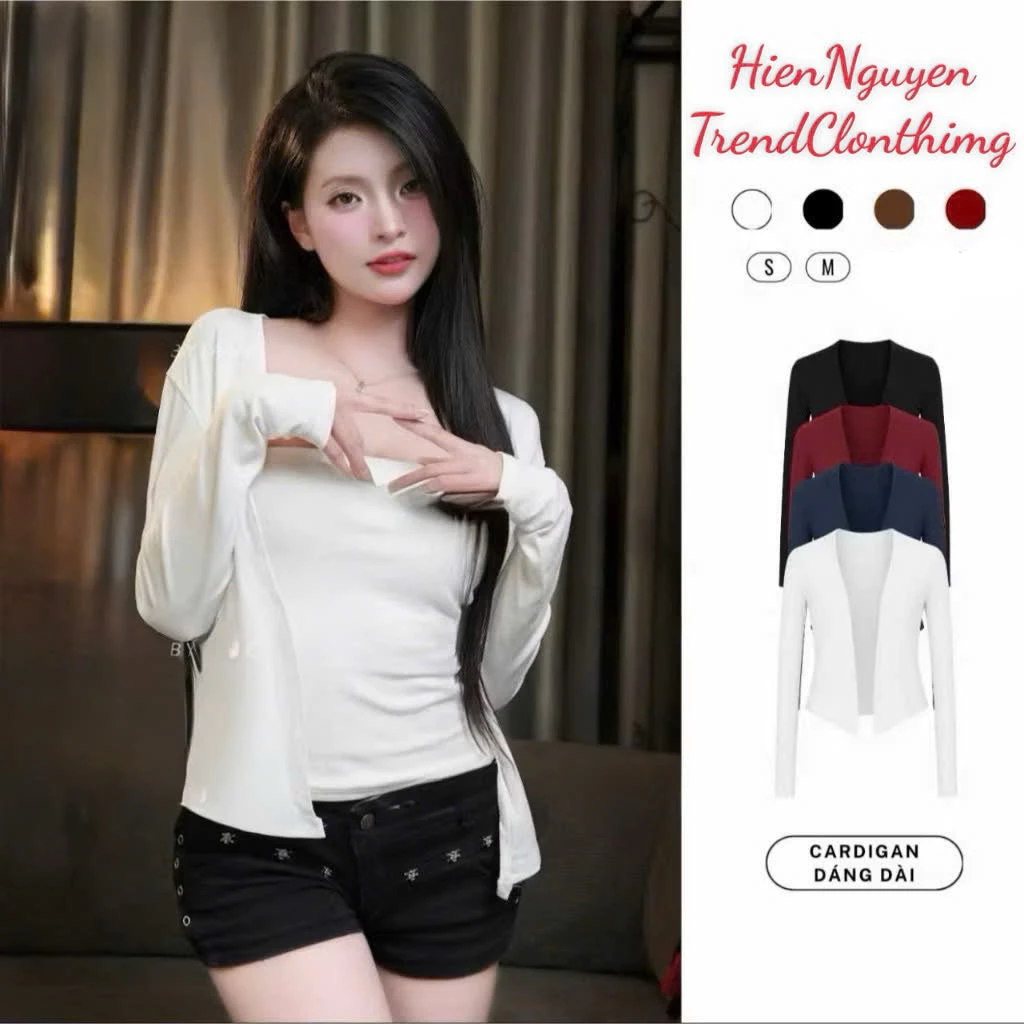Áo Khoác Cardigan Trơn Không Cúc - Kiểu Basic Mặc Ngoài Dễ Phối Đồ , Nhiều Màu