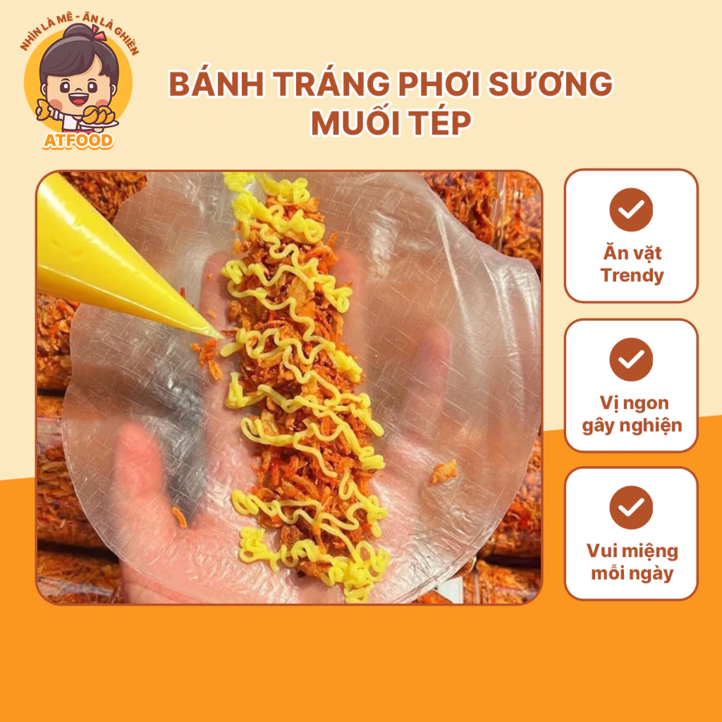 Bánh Tráng Phơi Sương Muối Tép Hành Phi Bơ Ăn Vặt Đặc Sản Tây Ninh Dẻo Mềm Thơm Ngon