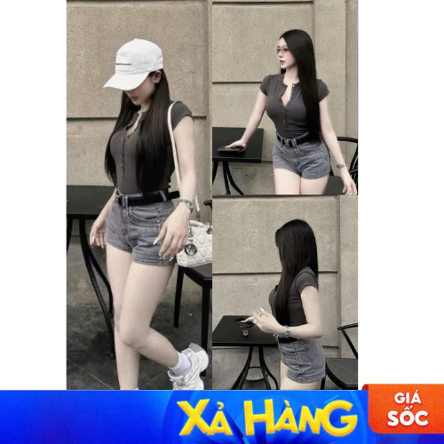 [XẢ HÀNG CUỐI THU] QUẦN SHORT JEANS NGẮN KHÓI NÂU TRẮNG HACK DÁNG HOTTREND 2025