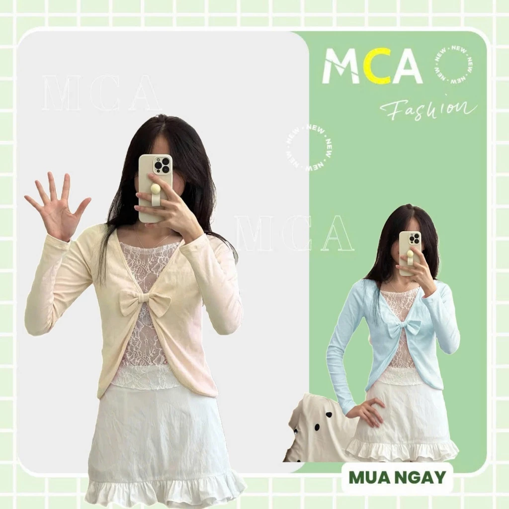 [ Video Sp Thực Tế ] Áo Thun Nữ Tay Dài Đính Nơ Phối Ren MCA Mặc 2 Kiểu Dễ Thương A51438