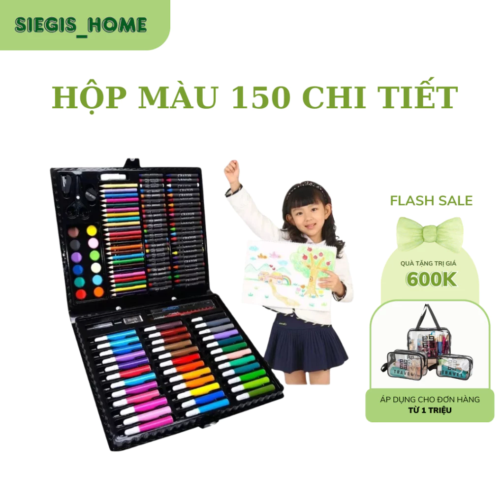 Hộp Bút Màu 150 Chi Tiết Cho Bé Tập Tô Thỏa Sức Sáng Tạo -  Hộp Màu Vẽ Đa Năng Giúp Bé Học Vẽ Đủ Loại