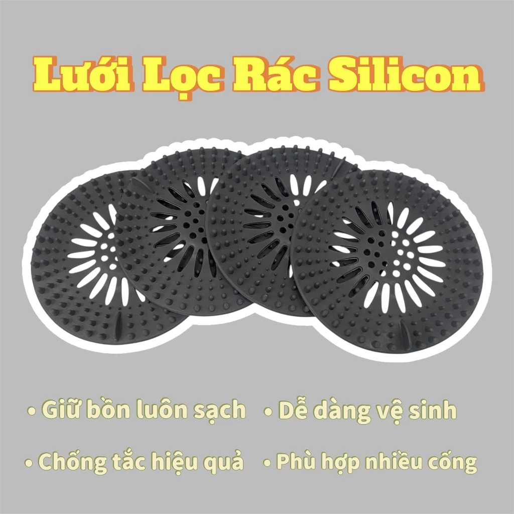 Nắp Lọc Rác Cống Nhà Tắm Bồn Rửa Silicon Cao Su Dẻo Chống Nghẹt