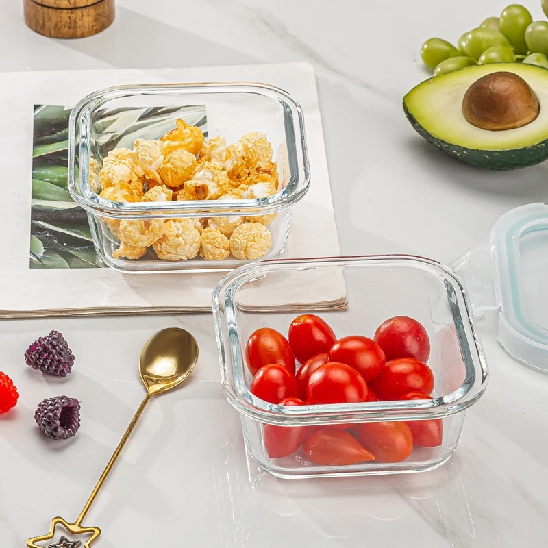 Hộp Thủy Tinh Dày Dặn, Nắp Đậy Kín dùng Đựng Thức Ăn, Hộp Cơm Văn Phòng Thủy Tinh 410ML