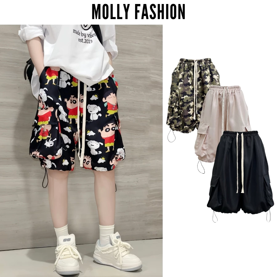 [Xả hàng] Quần Short MOLLY FASHION form rộng Unisex TÚI HỘP dáng streetwear, nam nữ ống rộng