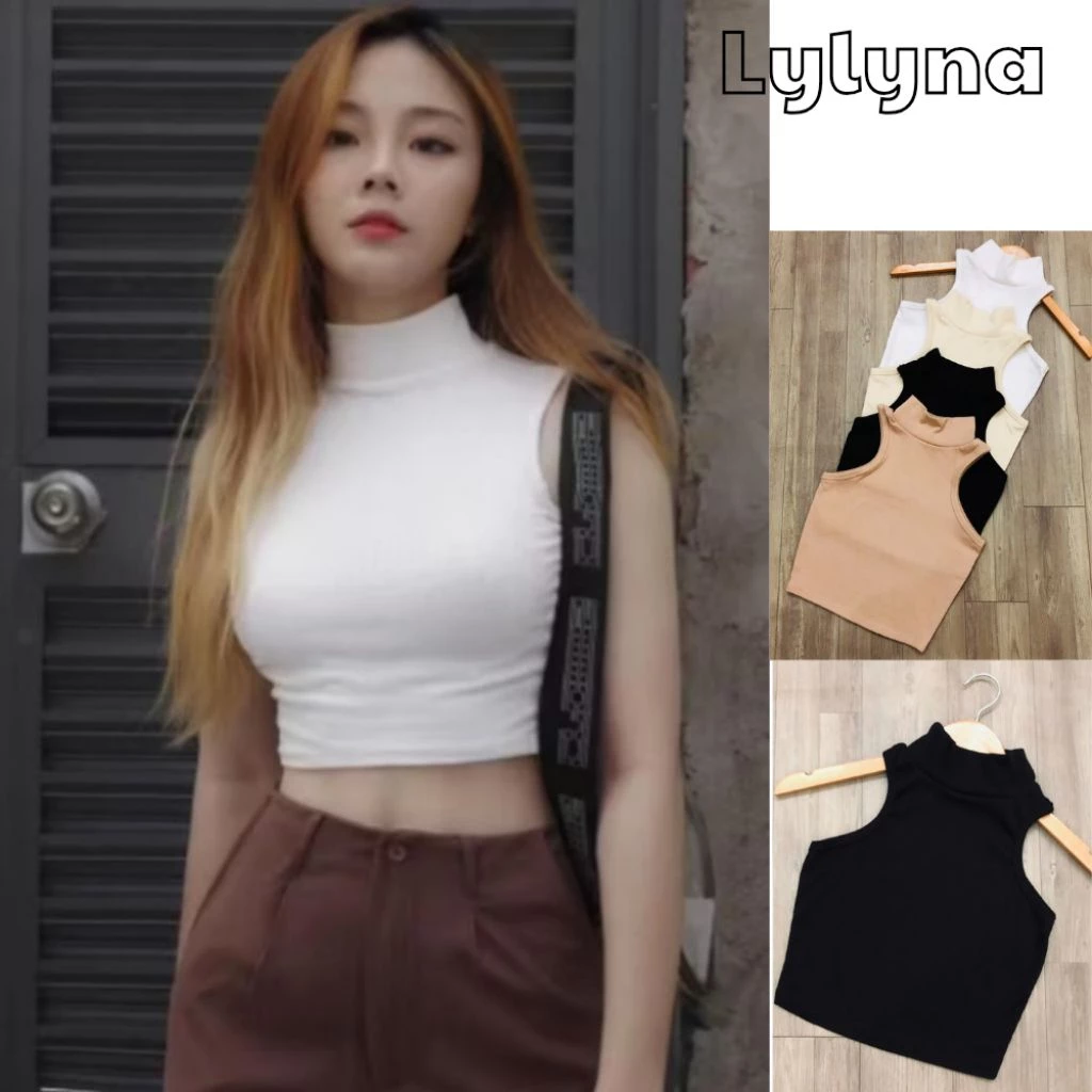 Áo ba lỗ cổ lọ siêu đẹp dáng ôm, áo cổ cao tôn dáng -LYLYNA A42