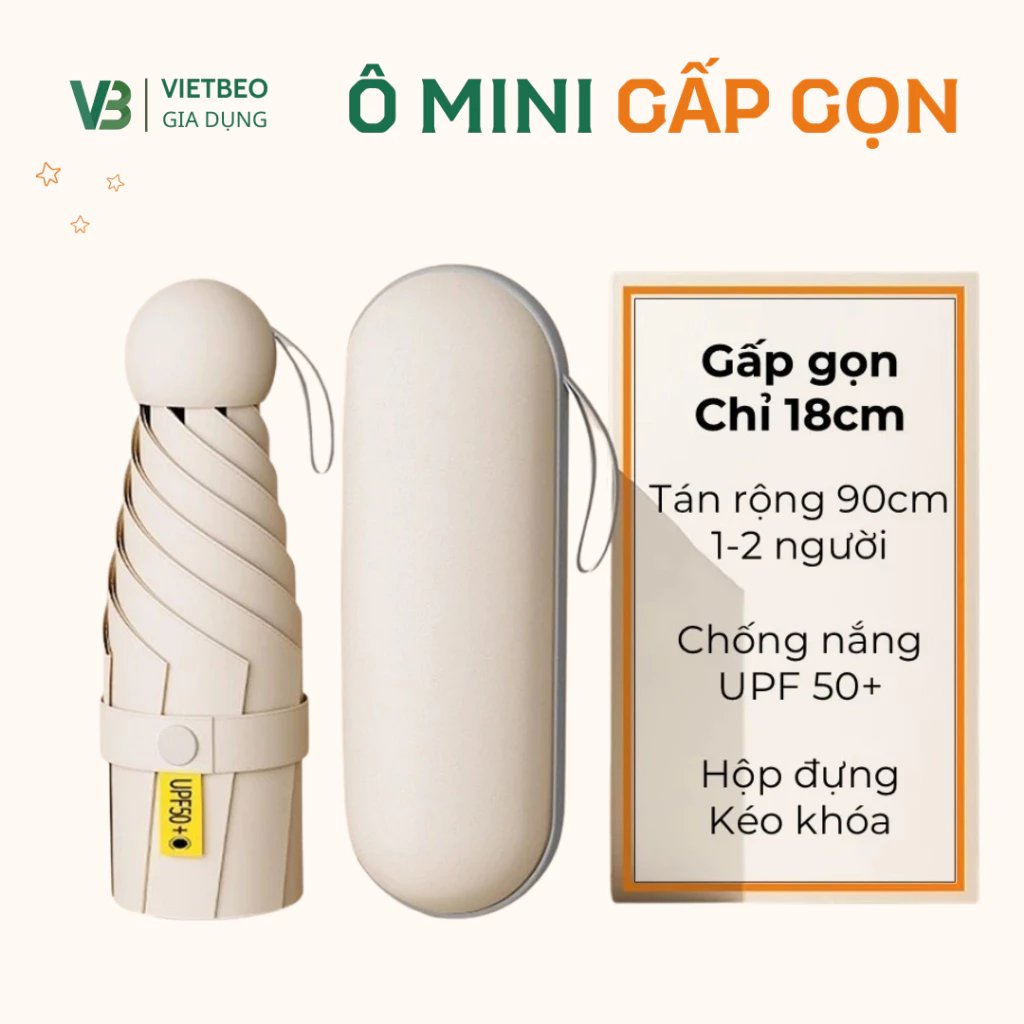 Ô Mini Gấp Gọn Bỏ Túi DIDOOGLT 290g, Khung 6 Nan Dẻo Dai Kháng Tia UV