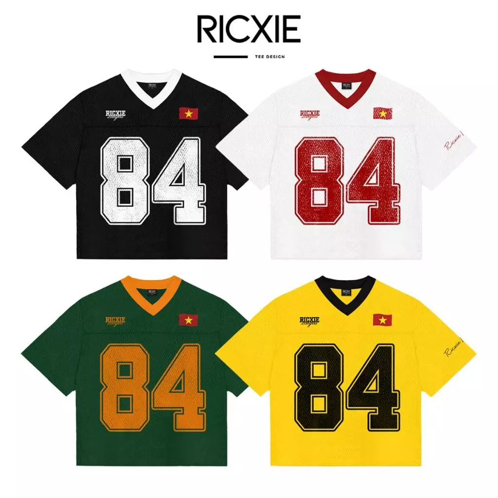 RICXIE Áo Jersey Unisex Nam Nữ Sô 84 Vietnam - Vải Lưới Jersey Thoáng Khí Co Giãn Tốt - Top Thể Thao Nam Nữ