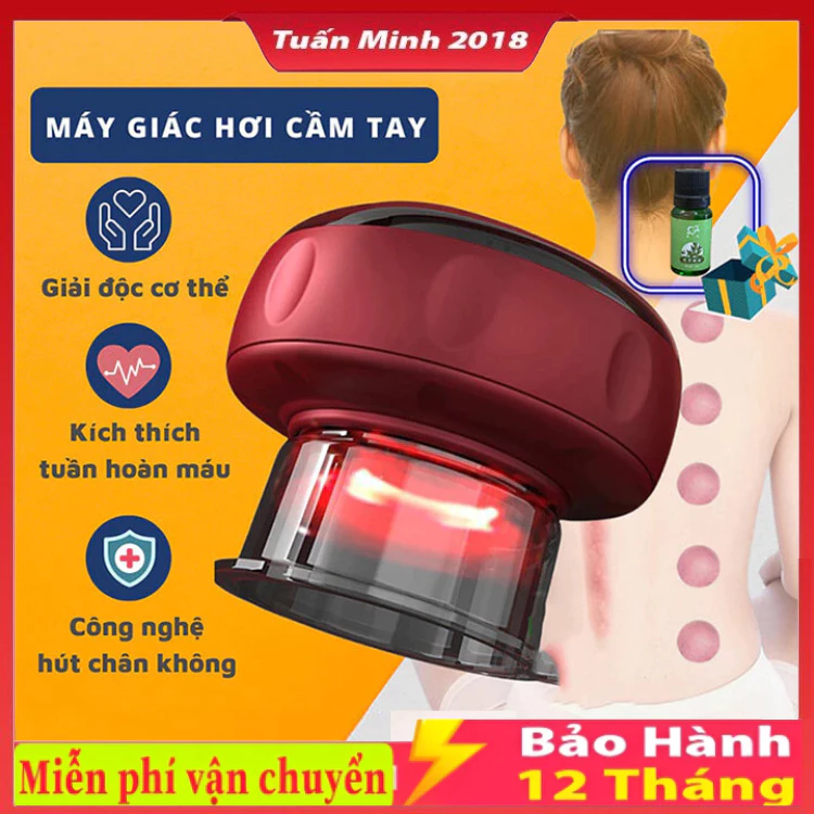 Máy Cạo Gió Giác Hơi Cầm Tay - Máy Giác Hơi Massage Thông Minh 6 Chế Độ Nhiệt và 2 Chế Độ Hút, Giác Hơi Chân Không