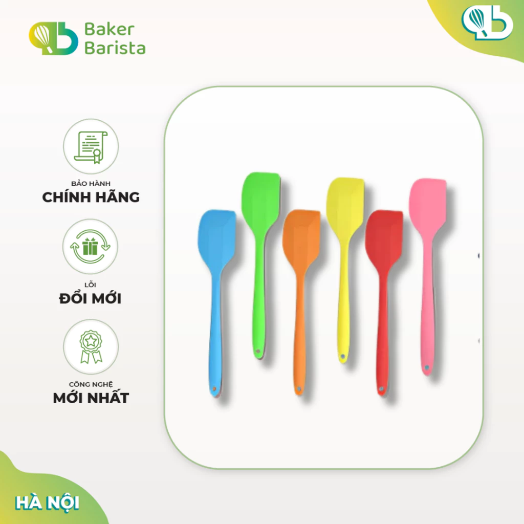 Phới dẹt Spatula silicon trộn bột, trộn kem 21cm /28cm (giao màu ngẫu nhiên)