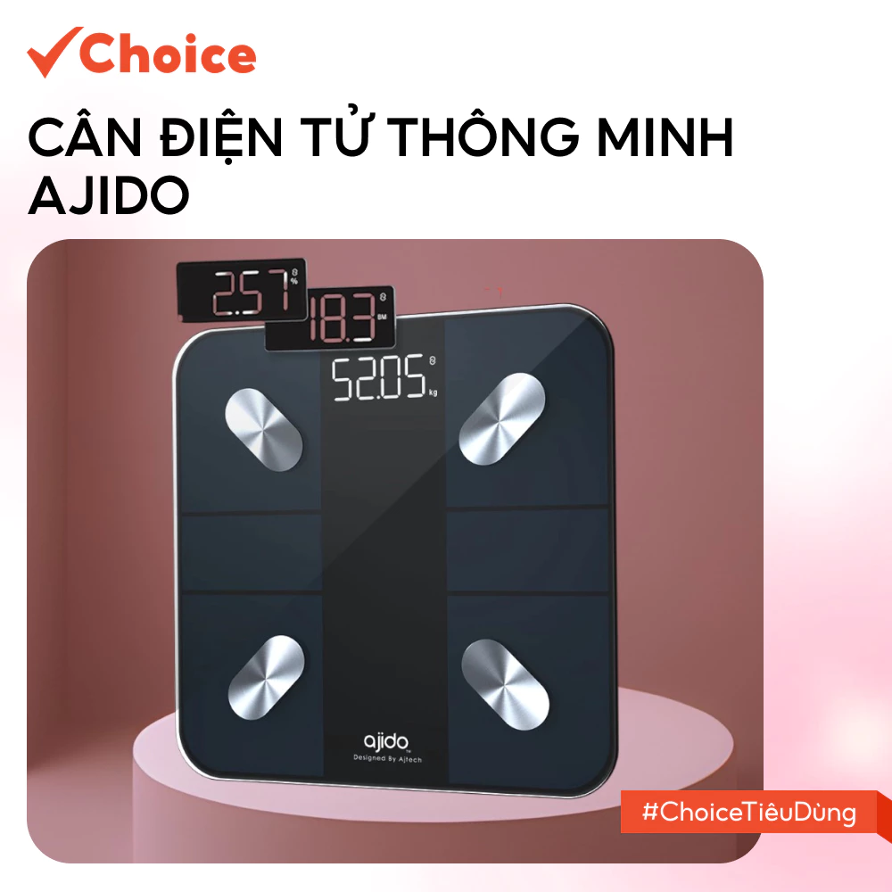 [Choice] Cân Điện Tử Thông Minh AJIDO FM1-2733-1, S5 PRO Phân Tích Inbody Mini, Đo 20 Chỉ Số Cơ Thể