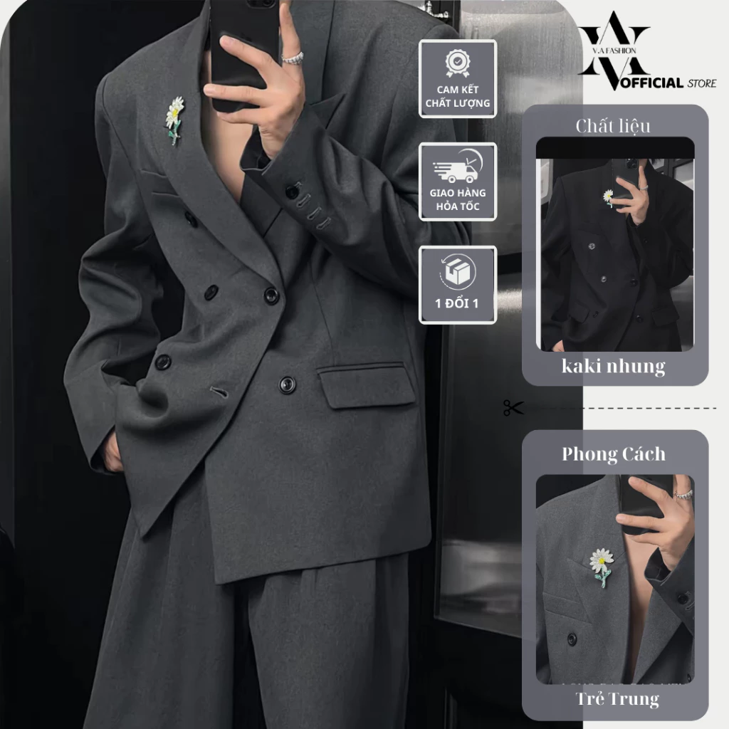 [DEAL MỞ BÁN] COMBO 1 ÁO 1 QUẦN Vets blazer GD Chất Cotton Hàn Dày Dặn Phong Cách Trẻ Trung Năng Động Áo Quần Nam Nữ