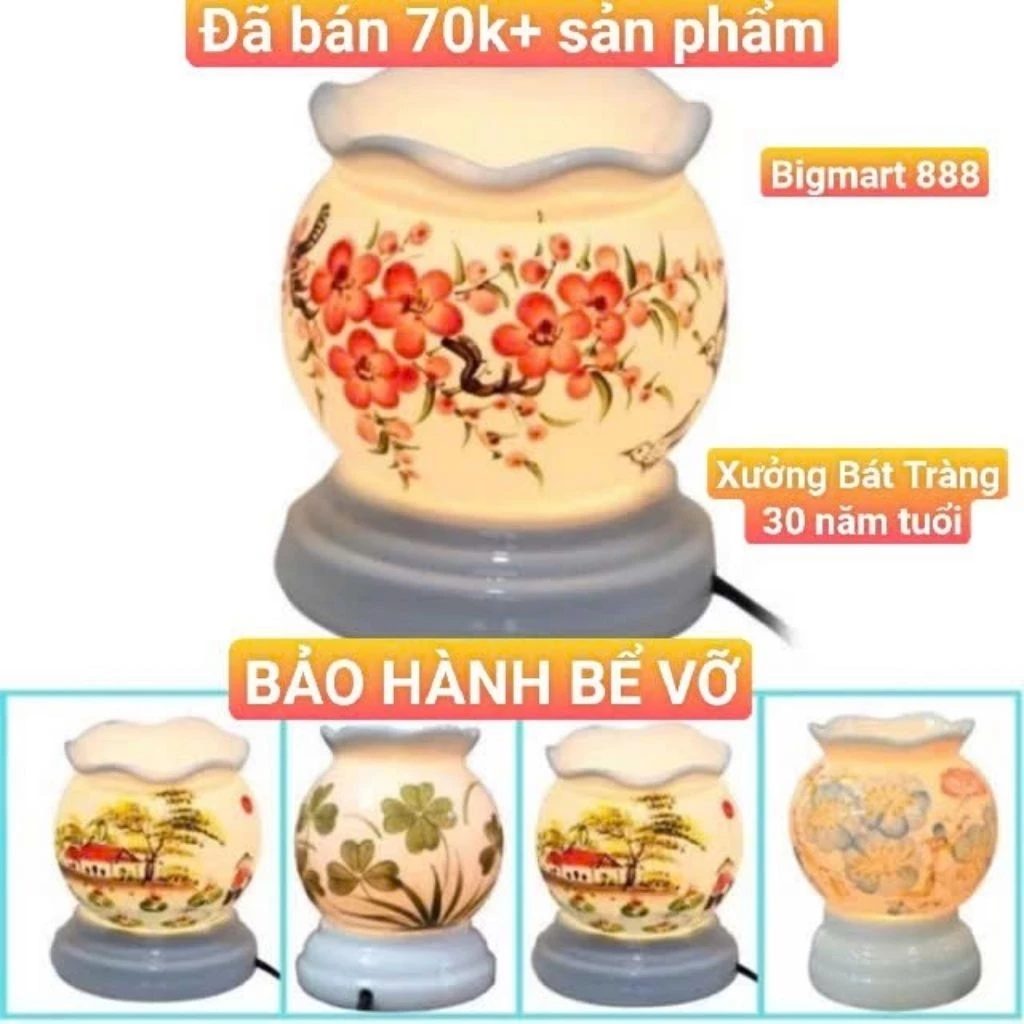 COMBO BỘ ĐÈN XÔNG TINH DẦU GỐM BÁT TRÀNG SIZE NHỎ - TRUNG - TO
