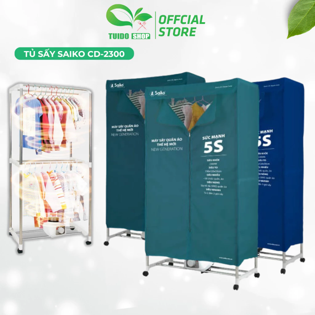 Tủ Sấy Quần Áo Saiko CD-2300 (2300W - 50KG) - Hàng Chính Hãng - Bảo Hành 18 Tháng