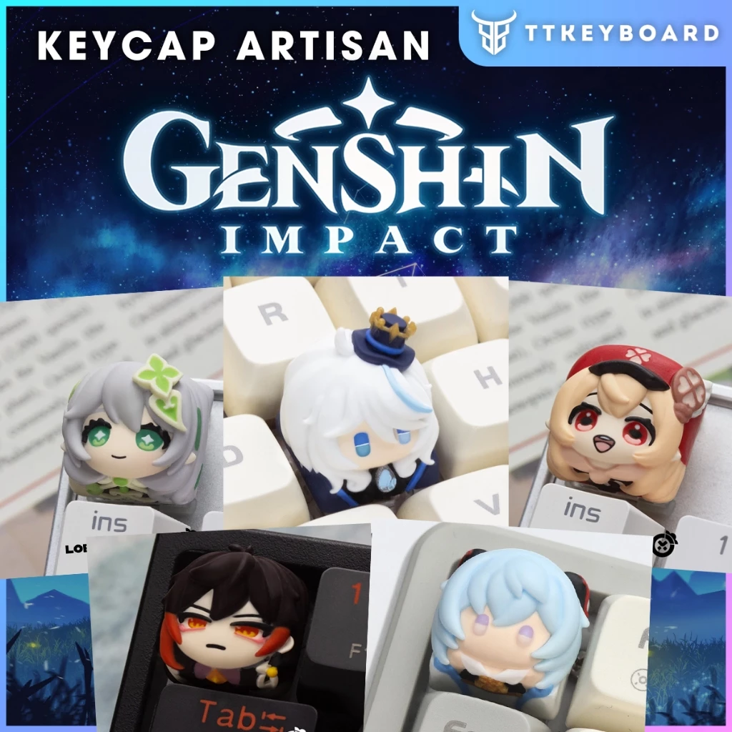 [HỎA TỐC] Keycap Artisan Lobo Chủ Đề Genshin Impact Resin 1u Nhiều Nhân Vật Trang Trí Bàn Phím Cơ