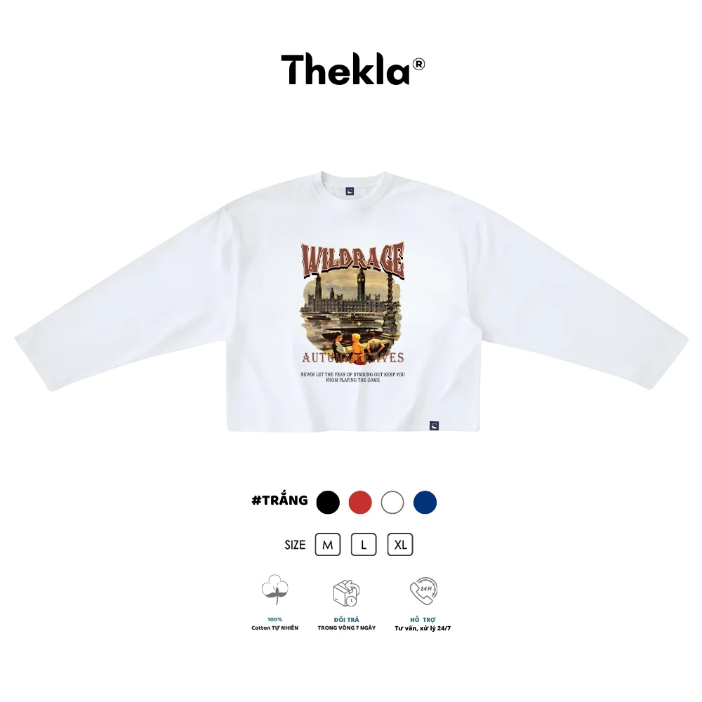 Áo Boxy Dài Tay THEKLA BST125 Wildrage - Áo Thu Đông Cotton 4 Chiều Dày Dặn Co Giãn Streetwear