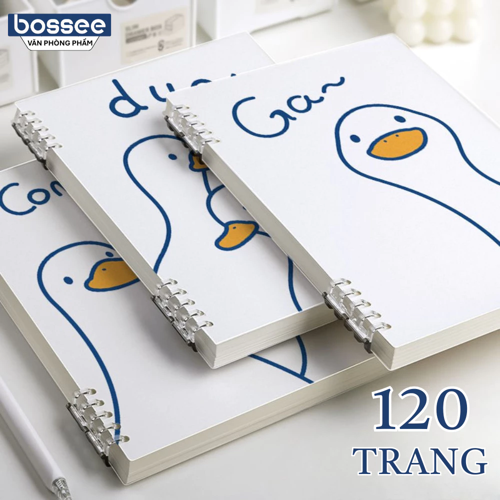 Sổ Còng A5/B5 Vịt Duck 120 Trang Thay Được Giấy - NoteBook Học Sinh Bullet Journal Giấy Chống Lóa Kẻ Ngang/ Caro Dày Dặn