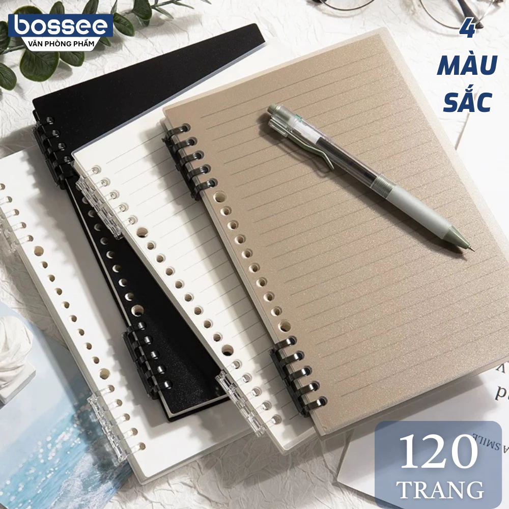 Sổ Còng A5/B5 120 Trang Cao Cấp 4 Màu Tối Giản - TẶNG STICKER - Sổ Tay Bullet Journal Thay Được Giấy, Dày Dặn Chống Lóa