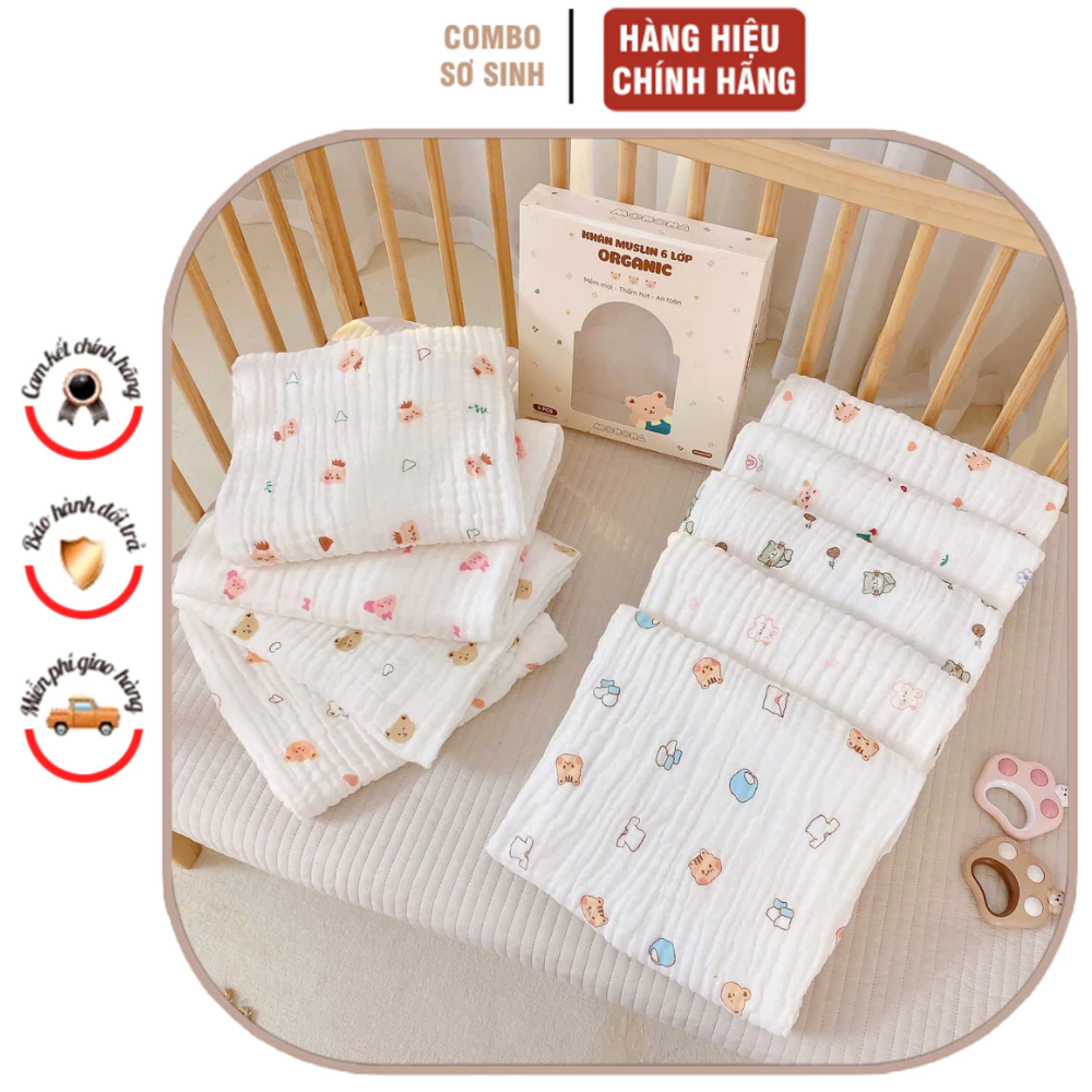 Khăn tắm  6 lớp Monona MNN038 organic xô thấm hút chất liệu tự nhiên an toàn cho làn da bé yêu