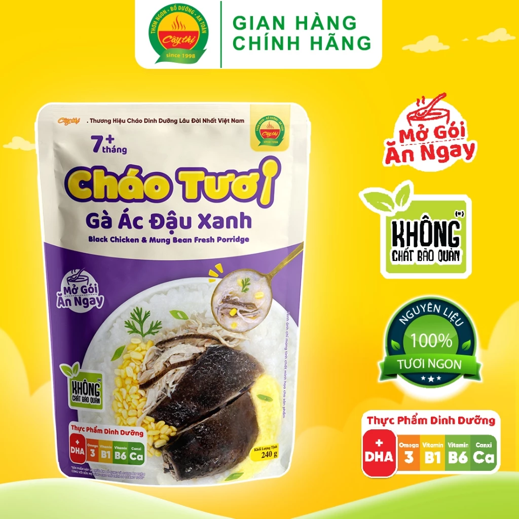 Cháo Tươi Cây Thị Gà Ác Đậu Xanh - Mở gói ăn ngay 240g