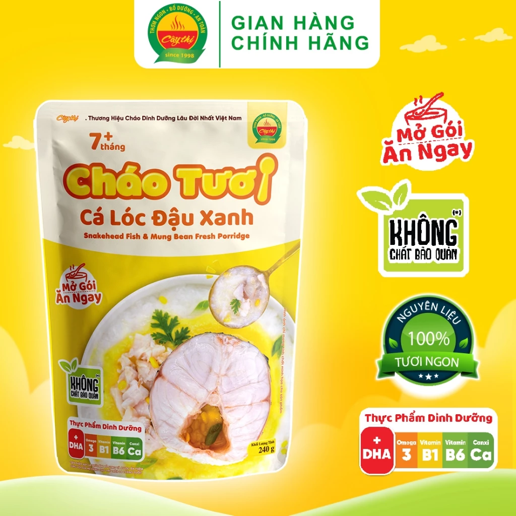 Cháo Tươi Cây Thị Cá Lóc Đậu Xanh 240g