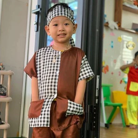 🍄 [Trẻ Em - Người Lớn] Khăn Rằn Nam Bộ Kẻ Karo Quấn Đầu, Buộc Eo, Quàng Cổ Mặc Cùng Áo Bà Ba