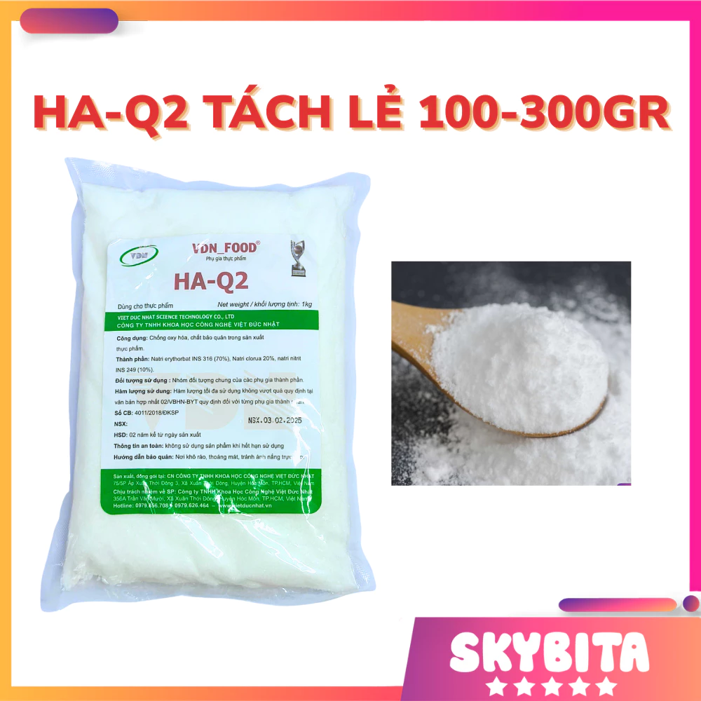 [100-300gr] Muối đỏ, muối diêm HA-Q2 - Giữ màu đỏ hồng cho xúc xích, nem chua, giò chả, lạp xưởng