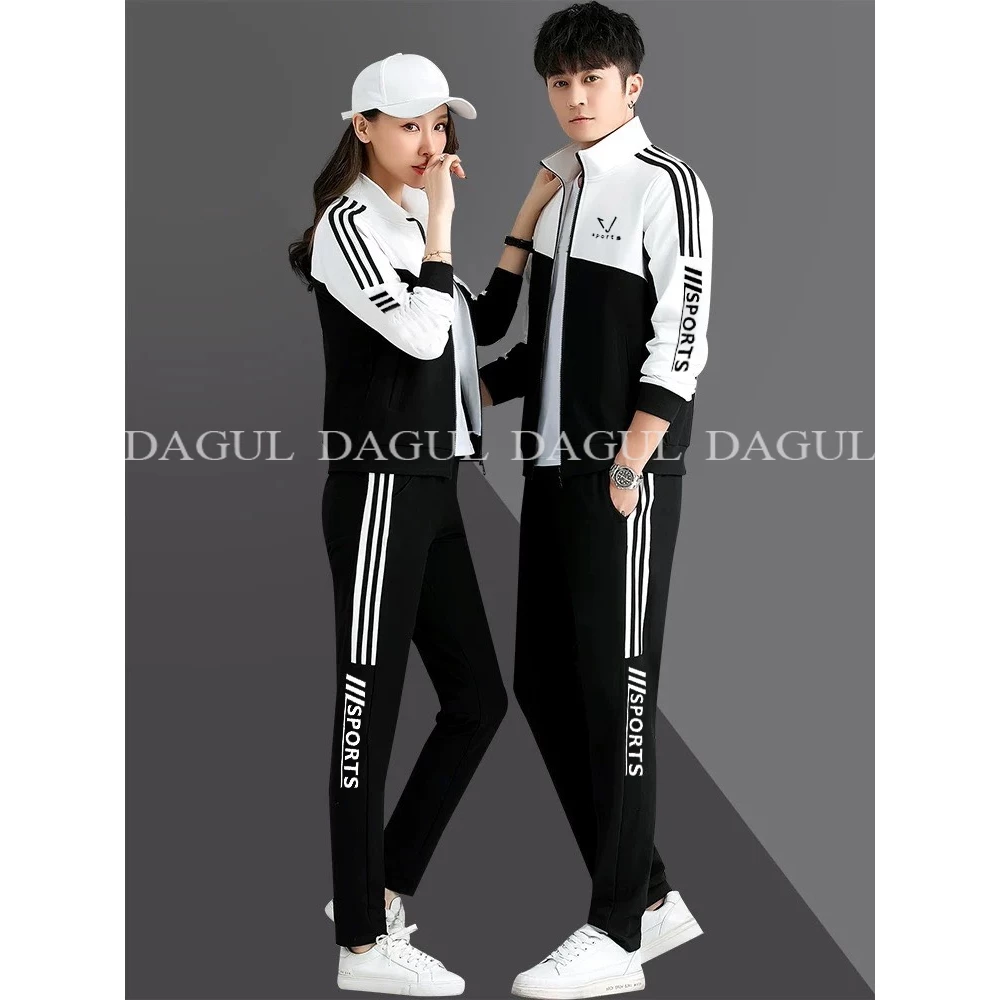 (M-47) Bộ đồ bộ nam nữ thể thao nỉ ép dày dặn DAGUL nam nữ 2 mẫu phối viền và phối cầu vai SPORTS, áo có logo thêu