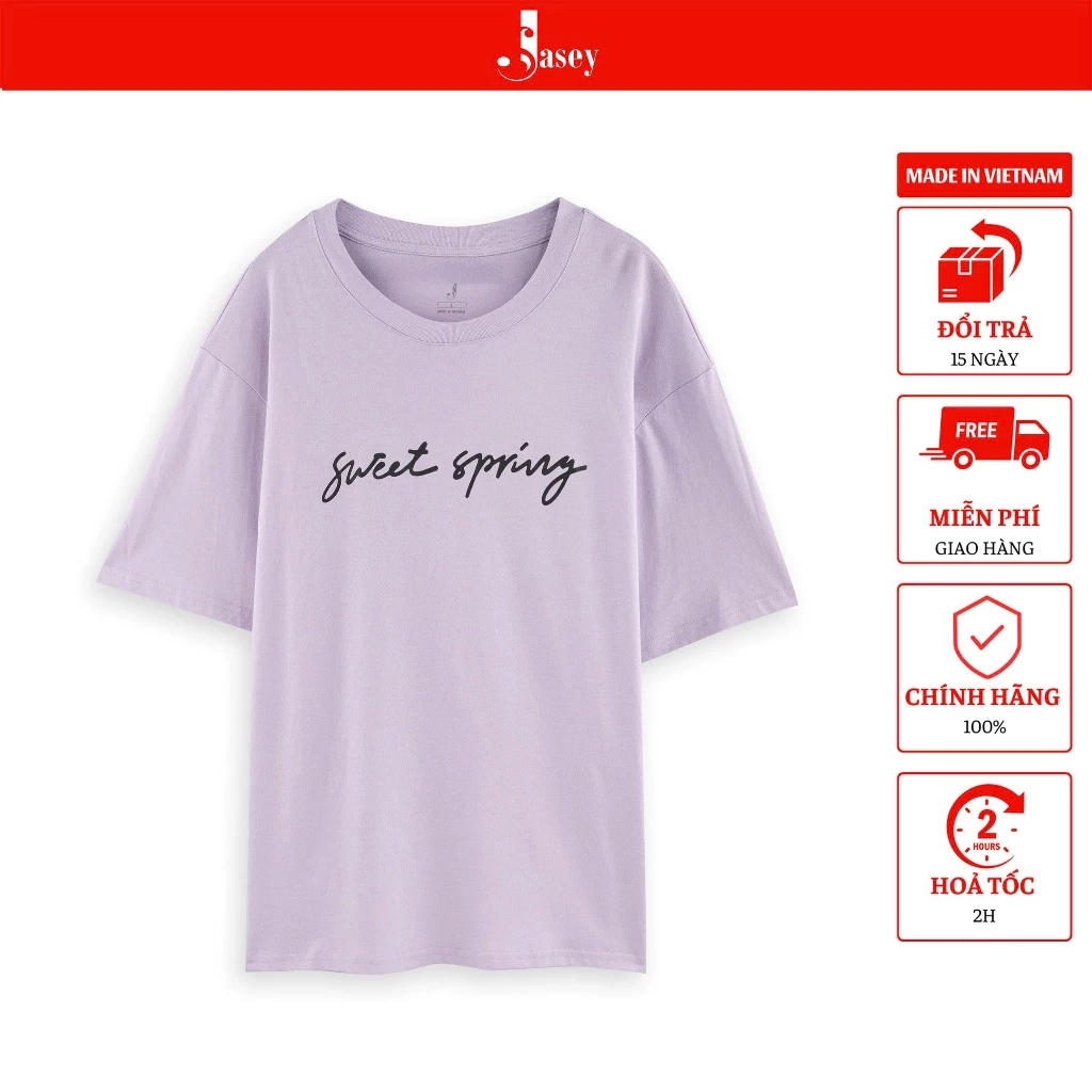Áo phông nữ cổ tròn thời trang JASEY, áo thun nữ dáng suông basic chuẩn size mã 1153
