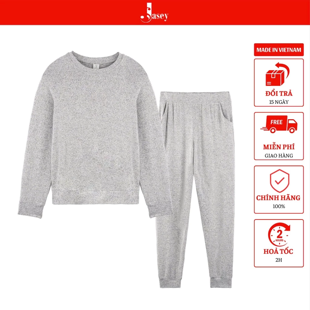 Bộ đồ nữ thường ngày JASEY, Đồ bộ nữ cotton thường ngày, gấu bo chuẩn size mã 2515