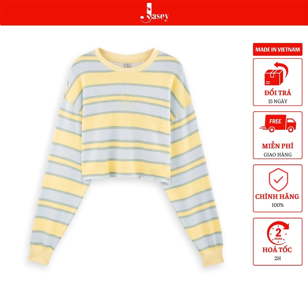 Áo nỉ nữ dáng crotop JASEY, áo thu đông dài tay hở eo chuẩn size mã 3163