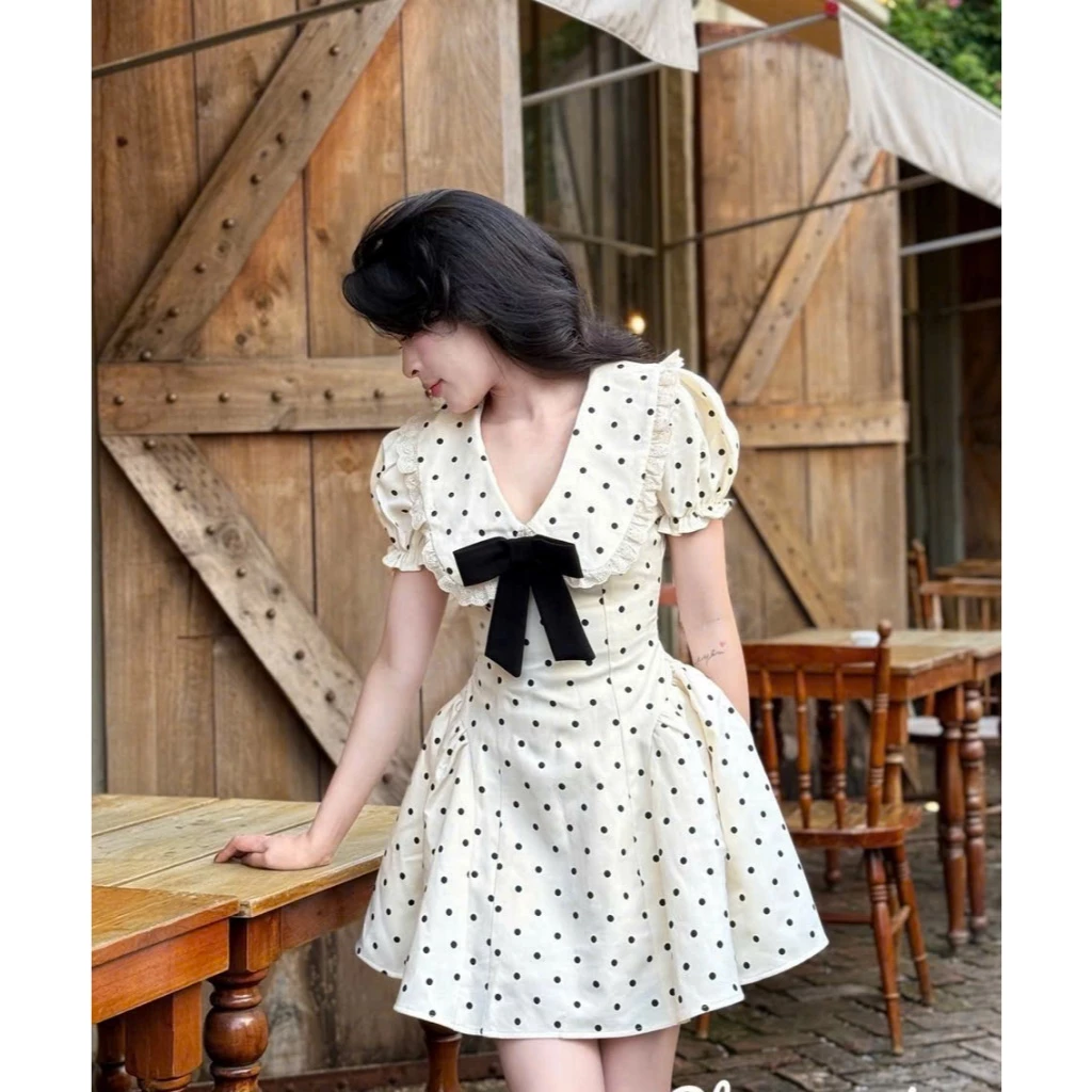 ( BIGSIZE 40-70KG) ĐẦM BI FORM  TRẺ TRUNG NGẮN KÈM NƠ XINH XẮN,TIỂU THƯ,NHẸ NHÀNG,ĐƠN GIÃN,THOÁNG MÁT