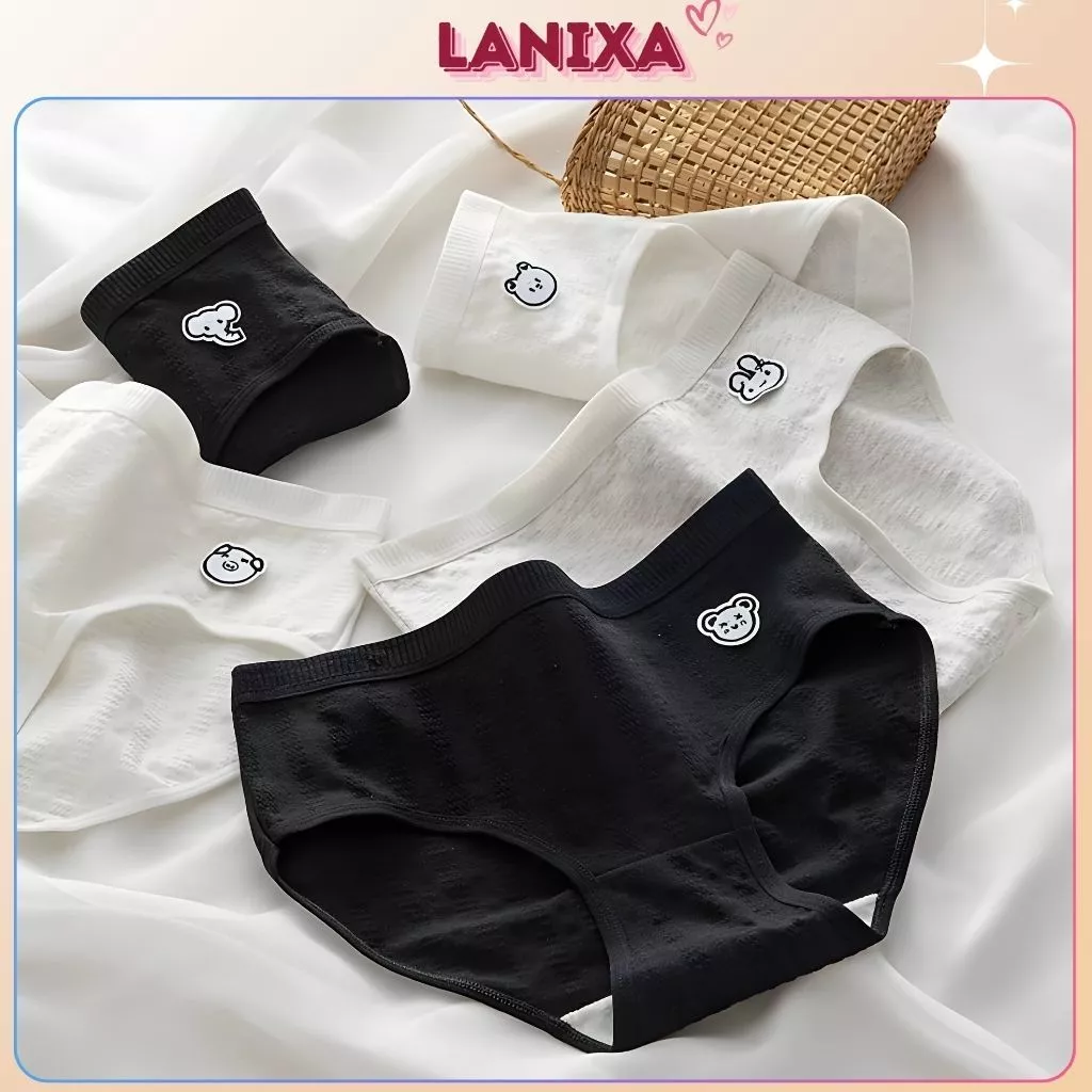Quần lót nữ cotton cao cấp kháng khuẩn khử mùi cạp vừa tôn dáng họa tiết cute dễ thương LANIXA LA68