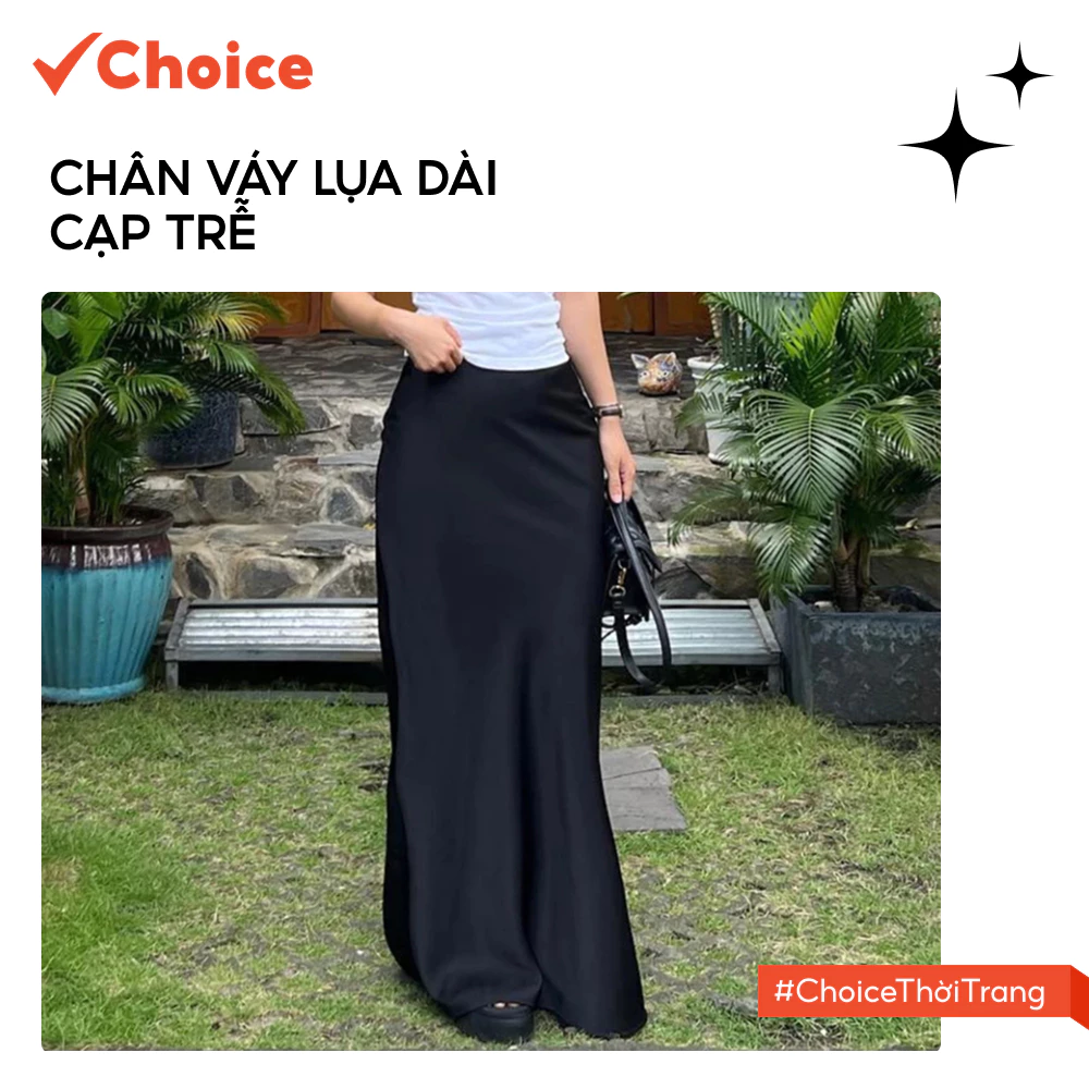 [Choice] [Premium-Qc] Chân Váy Lụa FA1-2711-19 Dài, Cạp Trễ Hai Lớp Cao Cấp