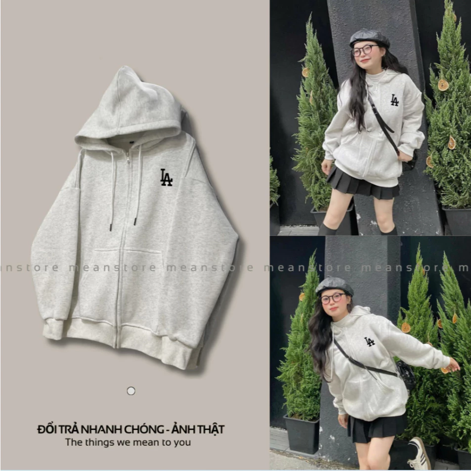 Áo Hoodie ZIP Hình IN Chữ LA Form Rộng (CÓ TÚI TRONG), Áo Khoác Unisex Nam Nữ Mặc đều đẹp