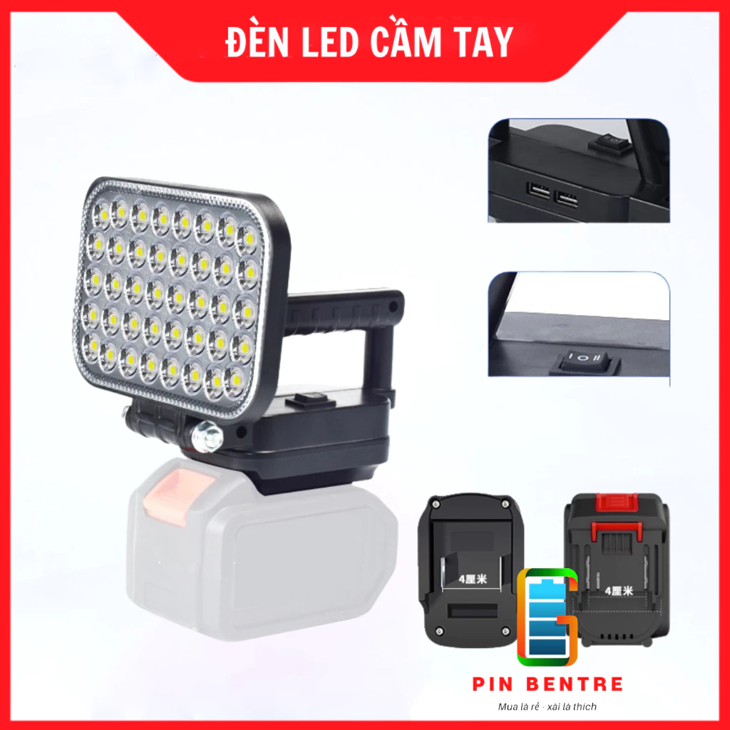 Đèn Led cầm tay di động dùng Pin chân Makita kèm 2 Cổng USB [PBT247]