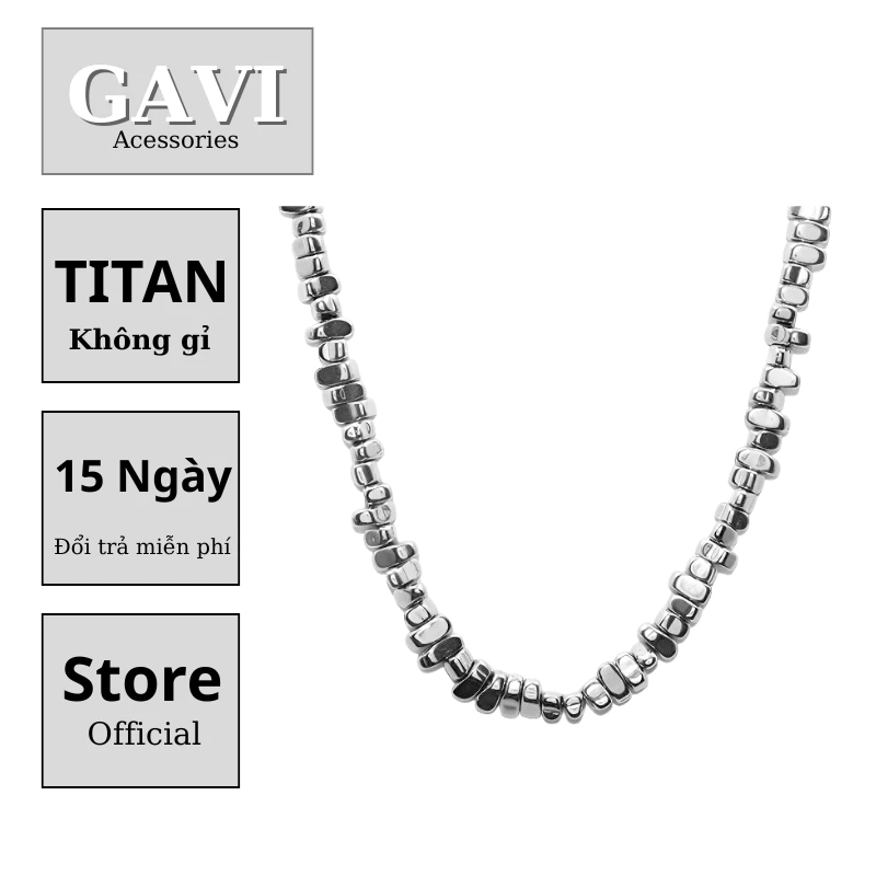 Dây chuyền thép titan nối bạc không đều thiết kế cá tính dây chuyền xương đòn cho nữ style Gavi - Vòng Cổ Pebble