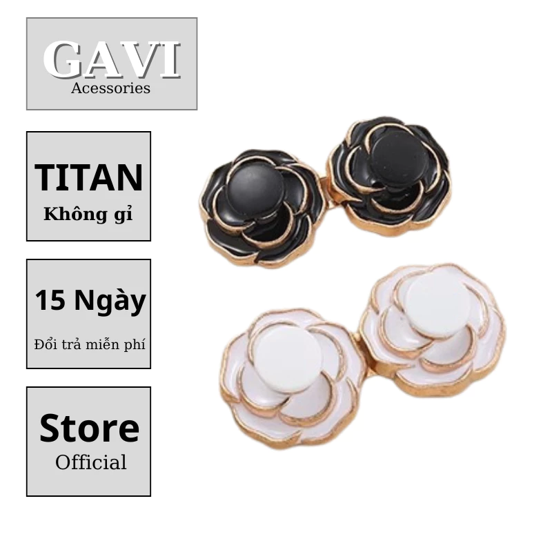 Nút gài nam nữ Camellia nút cài thắt lưng hình hoa hồng điều chỉnh eo quần jean thời trang Gavi - Núi Gài Tổng Hợp