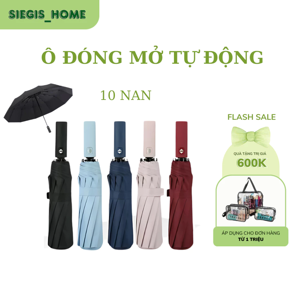 Ô che mưa nắng có lớp màn bảo vệ chống tia UV dễ mang theo tự động đóng mở cao cấp