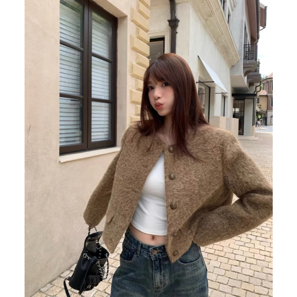 [Sẵn] Áo Khoác Dạ Tweed Kiểu Dáng Ngắn Công Sở Nữ Tay Dài Mùa Đông Đại Hàn Quốc Bigsize Sang Chảnh Đi Đà Lạt Chali AD3